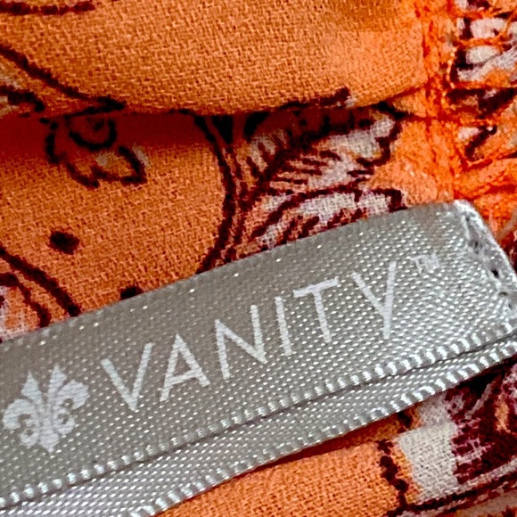 Vanity Salmon Pink and Burgundy Netted and Print Tank Top Size L - Picture 5 of 6